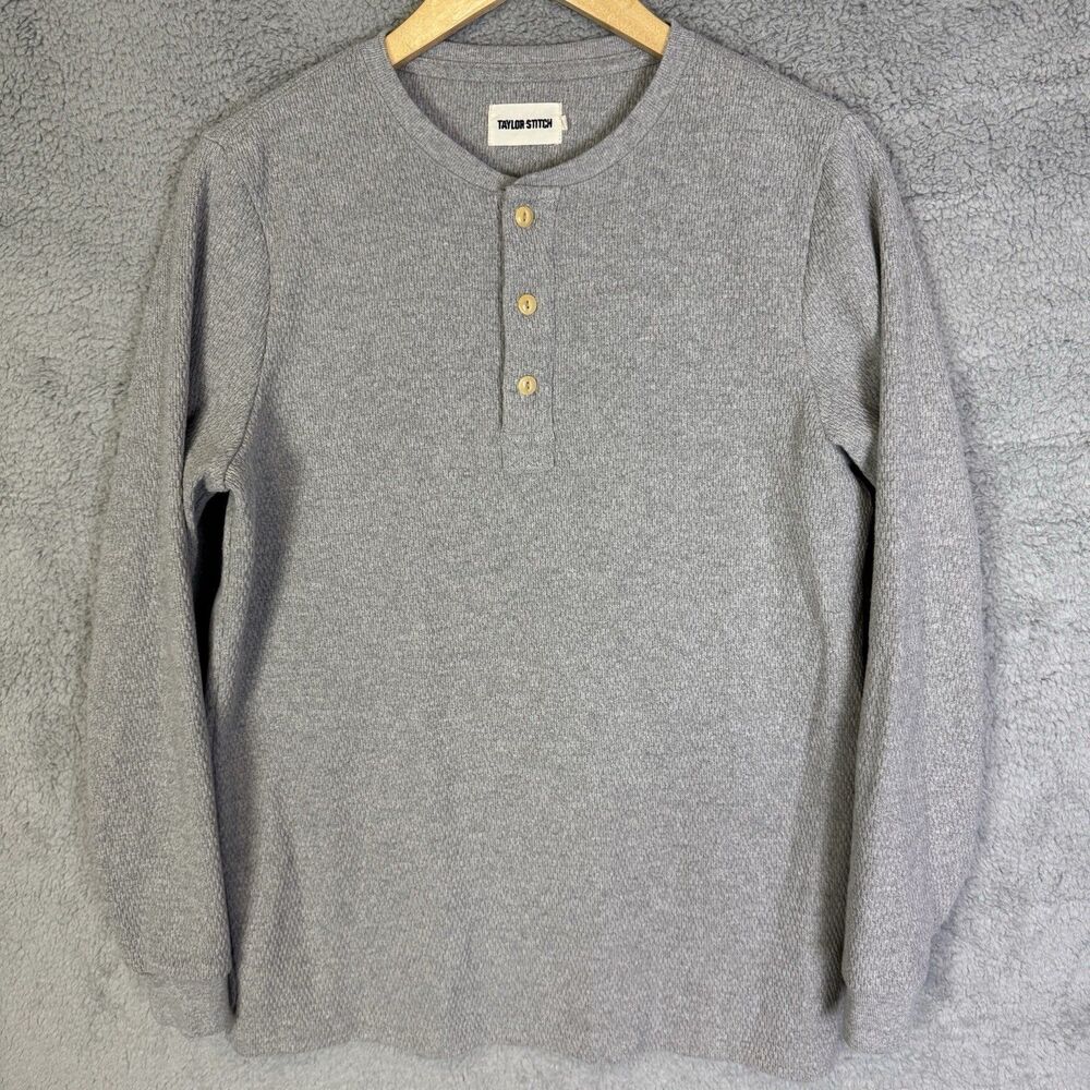 Taylor Stitch Gray Long Sleeve Waffle Henley
